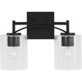 thumbnail image 4 of Capital Lighting 142021MB-510 Peyton Industrial Clear Seeded Glass Bath Vanity Wall Mount, 2-Light 200 Total Watts, 10"H x 14"W, Matte Black, 4 of 5