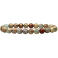 thumbnail image 1 of Natural Serpentine Gemstone 8mm Round Beads Stretch Bracelet 7" Unisex, 1 of 5