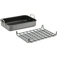 thumbnail image 2 of Rachael Ray Hard-Anodized Nonstick Bakeware 16" x 12" Roaster with Dual-Height Rack, Gray, 2 of 10