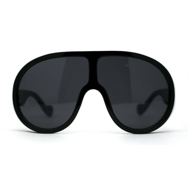 Extra Oversized Goggle Style Tear Drop Racer Plastic Sunglasses All Black