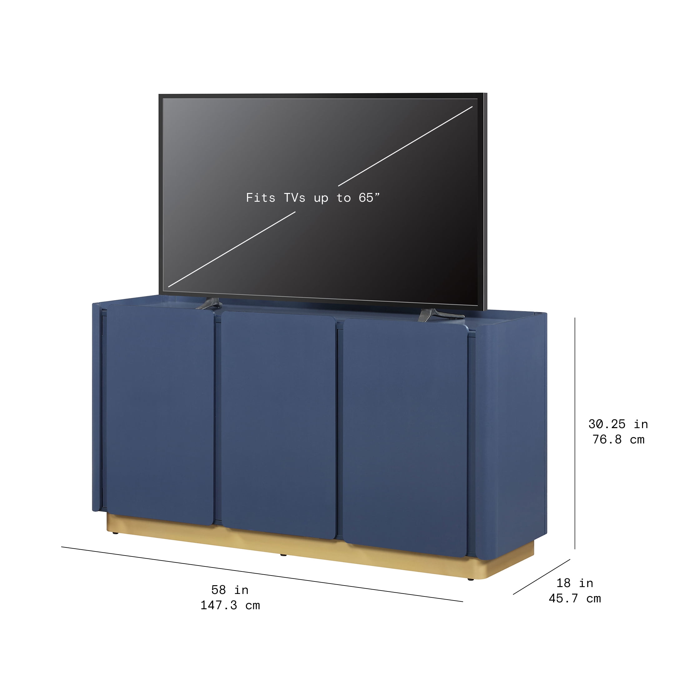 Beautiful Mae TV Stand for TV's up to 70" by Drew Barrymore, Starry Night Blue Finish