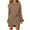 Khaki, variant on Langwyqu Long Sleeve Flared Sleeve Girls Slim Waffle Knit Dress With Belt For 5-14 Years