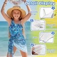 thumbnail image 5 of SEANATIVE Girls One-Piece Swimsuits with Mesh Cover-up Skirt One-Piece Bathing Suits Back Cutout Stylish Swimwear for Kids Teenagers, Size 7-8, Blue Gradient Mermaid Scale Print, 5 of 7