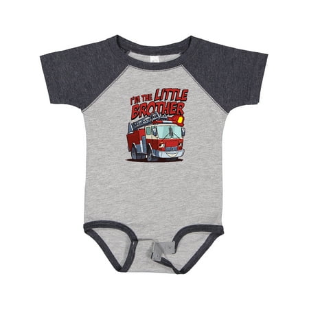 

Inktastic Little Brother Fire Truck Gift Baby Boy Bodysuit