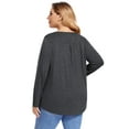 thumbnail image 6 of Women Plus Size Pleated Flowy Top 3/4 Roll Sleeve Casual Loose Blouse Round Neck Tunic Shirt Long Sleeve Black XL, 6 of 9
