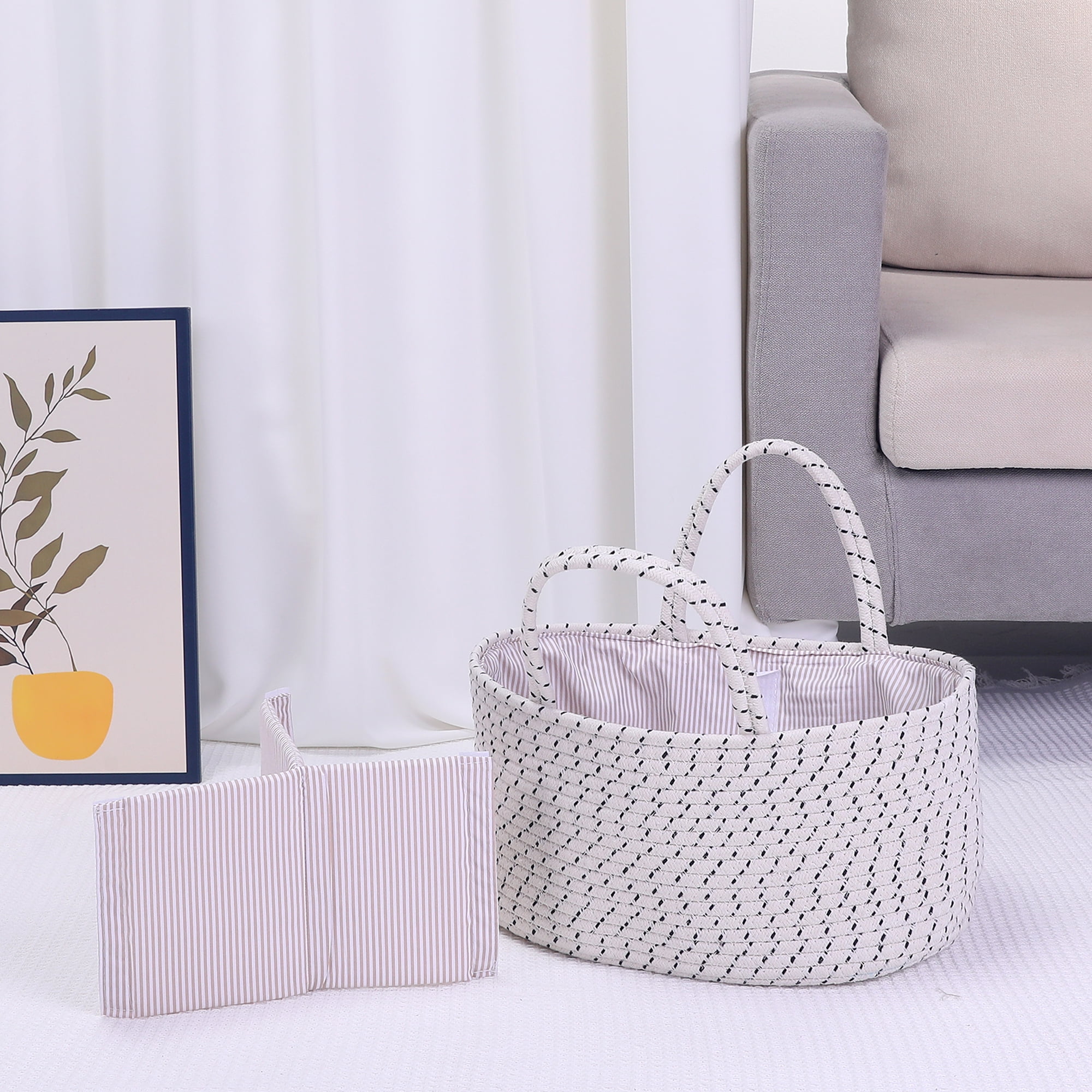 Unique Bargains 1 Pack Woven Storage Basket Shelf Closet Storage Bin for Clothes White S