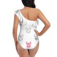 thumbnail image 6 of Yiaed Girl Rabbit Print Women One Piece Swimsuits Tummy Control One Shoulder Bathing Suits Pattern Ruffle Swimwear-Small, 6 of 8