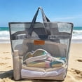 thumbnail image 5 of AUNVITO Mesh Net Beach Tote Bag, Large Capacity Ventilated Sand-Proof Shoulder Handbag for Summer Swimming Travel Outdoor, 1pc, 5 of 7