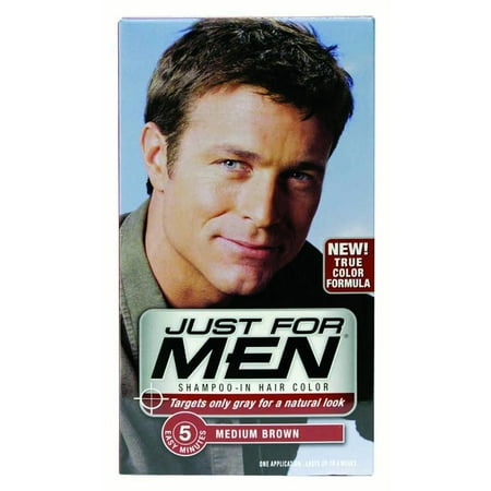 Just For Men Shampoo-In Hair Color, Medium Brown (Best Drugstore Hair Dye For Damaged Hair)