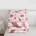thumbnail image 5 of Erosebridal Kawaii Animal Capybara Queen Comforter Set 3pcs For Child Boys Girls,Kids Cute Flowers Strawberry Bedding Comforter Set,Pink Reversible, 5 of 7