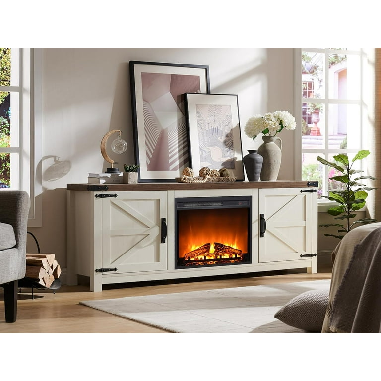 75 inch tv stand 2024 with fireplace white