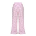 thumbnail image 6 of XFLWAM Women's Y2K Gingham Pants Wide Leg Elastic Waist Ruffle Hem Pants Casual Loose Cute Lounge Trousers Pink M, 6 of 7