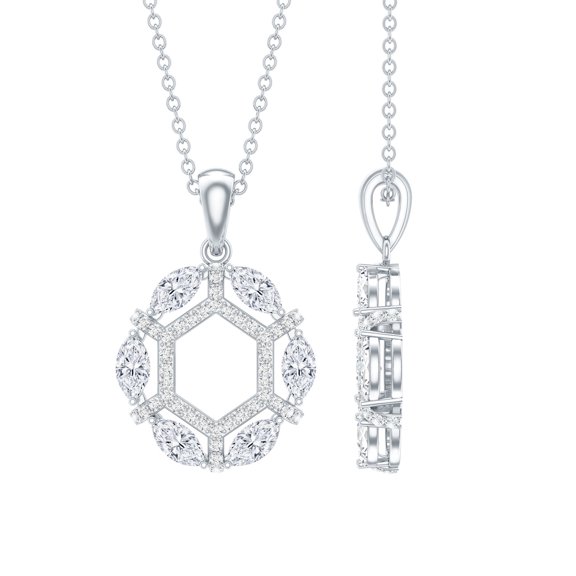 Rosec Jewels Lab Grown Diamond Cocktail Pendant Necklace for Women (EF-VS Quality Certified), 925 Sterling Silver