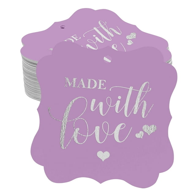 Inkdotpot Made With Love Wedding Bottle Tag Real Silver Foil Favor Bracket Shape Hang Tags Pack Of 50