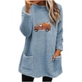 thumbnail image 2 of Qertyioot Hauts Grande Taille pour Femmes, Blouse à Manches Longues Chaude pour Femmes à Col Rond et d'Hiver, Ample, Imprimée, avec Poche, 2 of 4