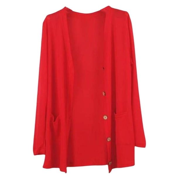 Minnieouse Abrigo de moda chal de punto chaqueta de verano DIY Prop dulce regalo ropa de mujer de larga duración ropa al aire libre cárdigan Abrigos y chamarras Gran rojo