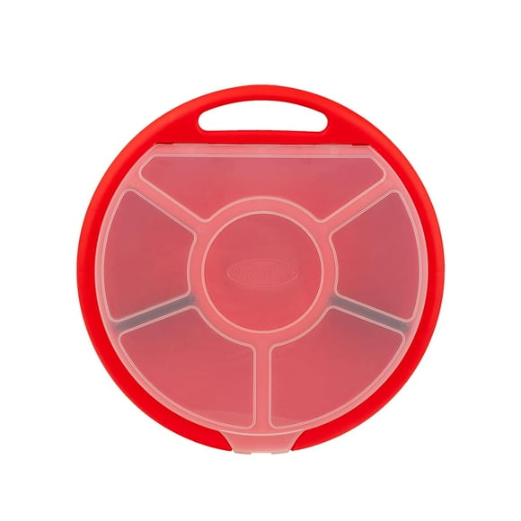 Organizador Bucket Boss con asiento de cubo para piezas pequeñas, rojo, 5 galones