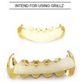 thumbnail image 4 of LAICAIW JINAO New Custom Fit Gold Plated Hip Hop Teeth Grillz Caps Fangs Top & Bottom Grill Set Vampire teeth, 4 of 5