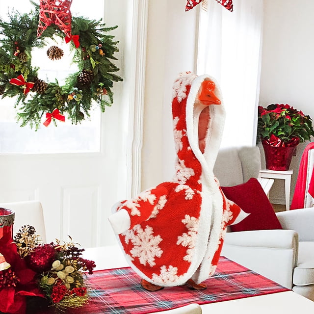Linnome Large White Christmas Goose Clothes 23 Inch - Festive Holiday Clothes for Decorative Seasonal Display