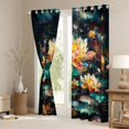 thumbnail image 3 of Manfei Country Lotus Leaf Black Out Curtains,Rustic Plant Curtains Pack of 2 (42x63 Each),Lake Botanical Floral Bedroom Curtains For Girls Teens,Super Cozy Room Decor, 3 of 6