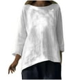thumbnail image 4 of Olyvenn Stylish Womens Oversized 3/4 Sleeve Tshirt, Plus Size Tops Loose Fit Basic Crew Neck Tee Trendy Summer Business Casual Tops White XXL, 4 of 9