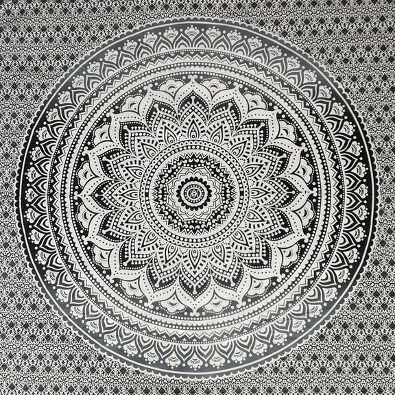 White & Black color Mandala design printed cotton tapestry handicraft Bohemian Wall Hanging