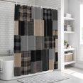 thumbnail image 5 of Gray Gingham Shower Curtain Set - Small 36" x 72" Washable Bathtub Curtain with 12 Hooks, Abstract Buffalo Plaid Solid Color Patchwork Waterproof Fabric Stall Shower Curtains for Bathroom Décor, 5 of 8
