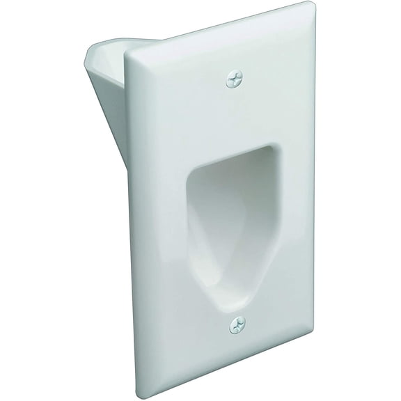 RiteAV - 1 Gang Recessed Low Voltage Wall Plate - White