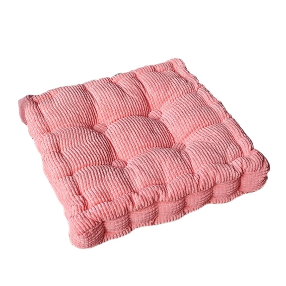 Square Solid Color Corduroy Seat Cushion , Thicken Chair Pad Tatami Floor Pillow Cushion 15.75"X15.75" Pink