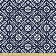 thumbnail image 1 of Abstract Fabric by the Yard Upholstery, Repeating Diagonal Flower Motifs Bicolored Vintage Art Illustration, Decorative Fabric for DIY and Home Accents, Dark Violet Blue White by Ambesonne, 1 of 5