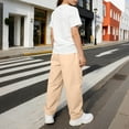 thumbnail image 5 of ITSAME Girls Outfit Set Bow Print T-Shirt and Cargo Pants 2-Piece Summer Fashion Casual Clothes Beige Size 9, 5 of 7
