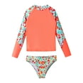 thumbnail image 3 of iEFiEL Girls Printed Swimwear Rashguard Set Long Sleeve Swim Tops with Briefs Swimsuit Outfit Bathing Suit Orange 8, 3 of 7