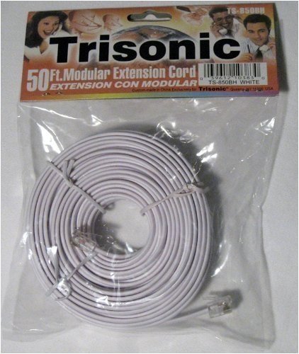 NEW 50 FT FOOT TELEPHONE PHONE EXTENSION CORD CABLE LINE WIRE WHITE RJ11 MODULAR