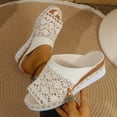thumbnail image 4 of Espadrilles for Women Breathable Knit Band Slip on Slides Wedge Sandals Lightweight Casual Beach Shoes Platform Heels Beige Size 7, 4 of 6