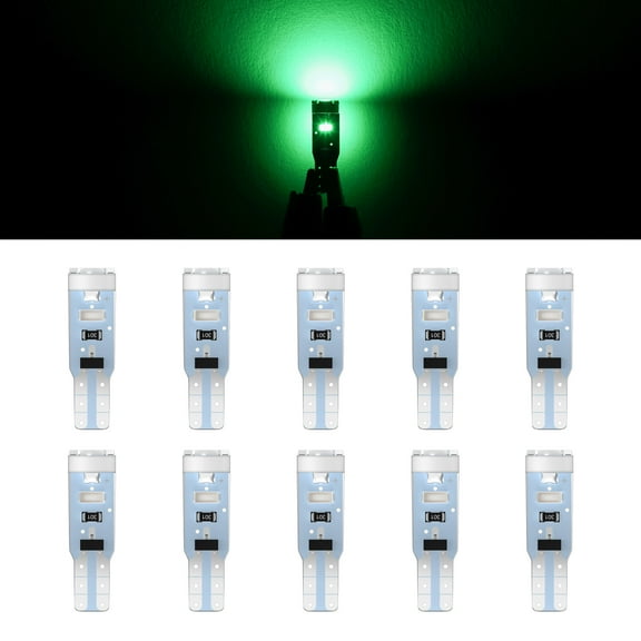 cciyu 10pcs T5 5SMD 3014 LED 200LM Green Speedometer Instrument Gauge Cluster Dash Light Bulbs