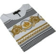 thumbnail image 2 of Men LAVERITA European Fashion Crew Shirt Rhine Stones Crown Floral 12087 White, 2 of 6