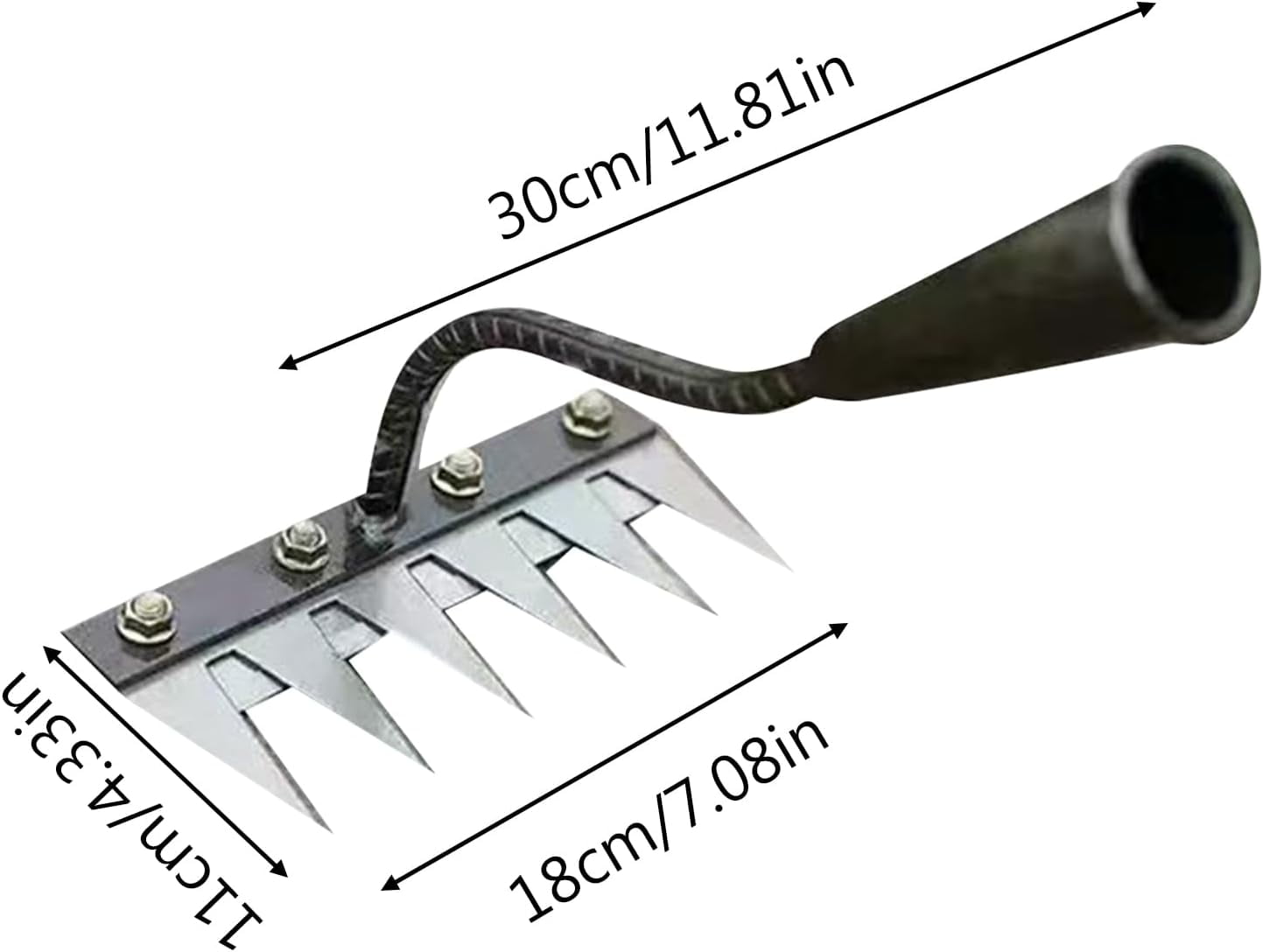 Gardenia Iron Weeding Rake, Iron Rake 2.0, 5/6/7/8 Teeth Carbon Steel Garden Weeder Rakes, Weeding Rakes for Dethatching, Gardening and Backyard Lawn Loosening Weed Tools (6 Tooth)