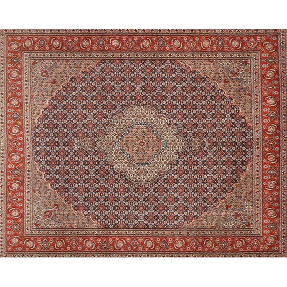 Ahgly Company Indoor Rectangle Traditional Saffron Red Persian Area Rugs, 5' x 7'