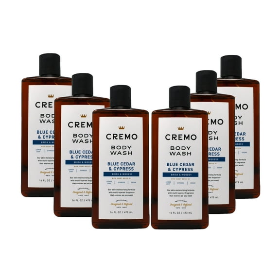 Cremo All Season Body Wash No. 4, Blue Cedar & Cypress, 16 Fl. Oz. - Pack of 6