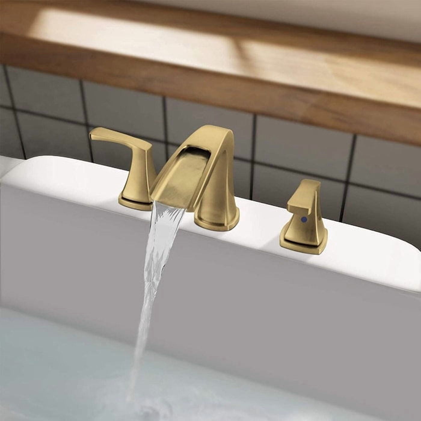 Brushed Gold 8"Widespread Bathroom Sink Faucet 3Hole 2Handle Basin Mixer w/Drain