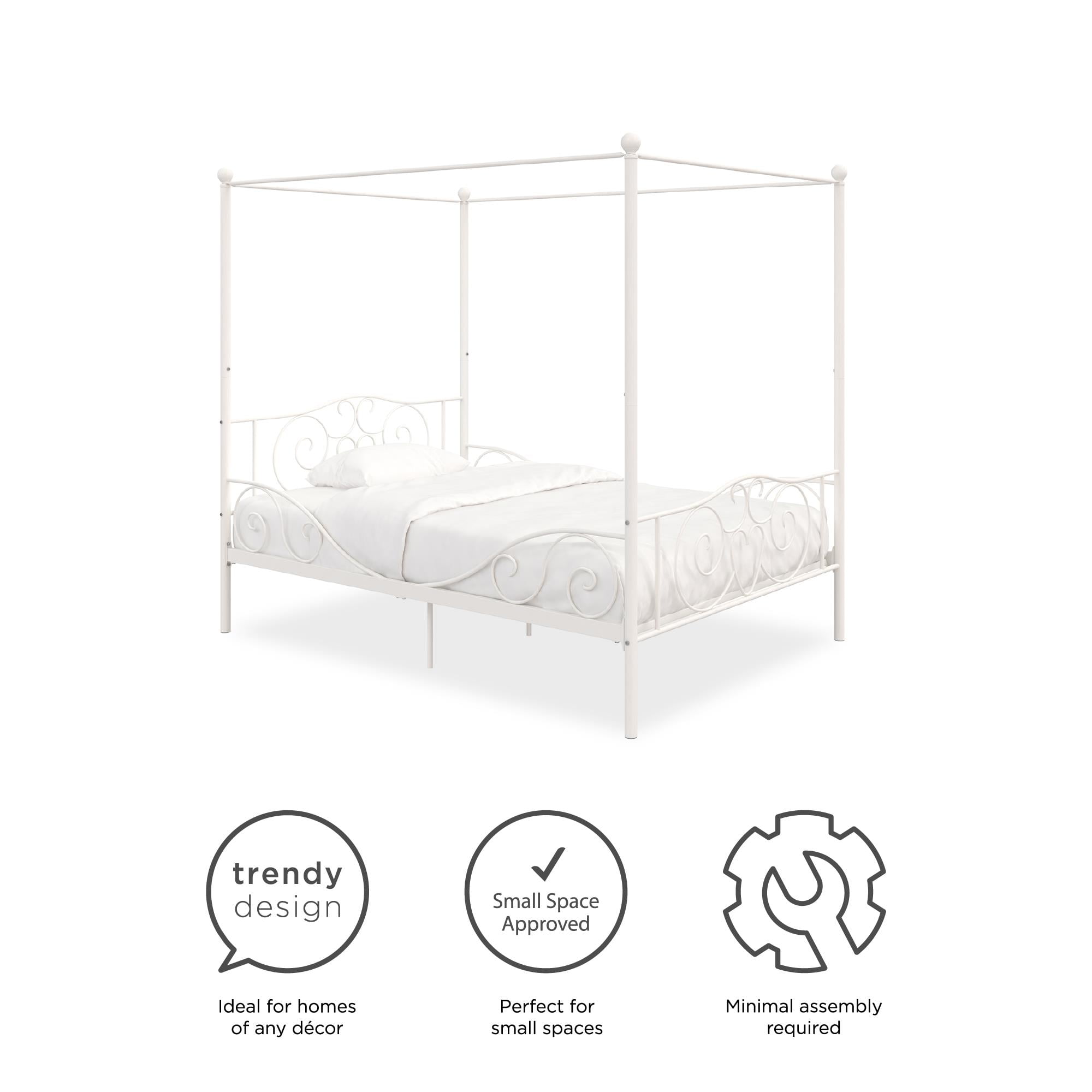 DHP Canopy Metal Bed, Full, Off White
