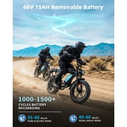 OUXI V8 Electric Bike for Adults, Ebike Moped Style with 1000W Peak Motor 48V 15Ah Battery, 20 Fat Tire E Bike, Dual Disc Brakes Mountain Bike for Commuting & Off-Road, E-bike UL2849