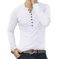 thumbnail image 2 of COSFO White Men Shirt Casual Long Sleeve Henley Button Pullover T Shirts Men, 2 of 3