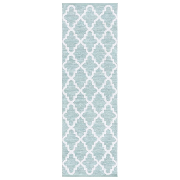 SAFAVIEH Montauk Giovanni Geometric Runner Rug, Teal/Ivory, 2'3" x 7'