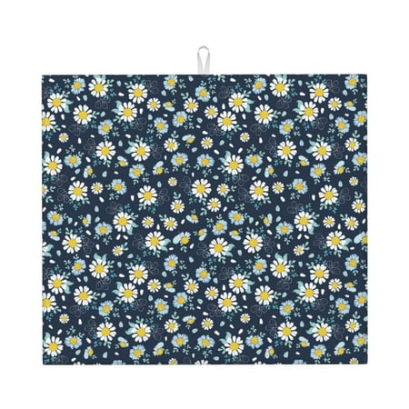 

Pofeuu Daisy Floral B Print Ultra Water Absorbent Microfiber Dish Drying Mat Drying Mat for Kitchen Kitchen Counter Accessories