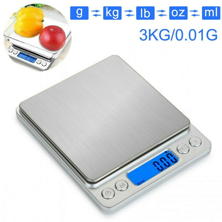 Mini Food Gram Scale,Digital Gram Scale,Ounce Scale Suitable for Kitchen,Jewelry,Coffee,Lab Weight Small Items,0.1g x3000g, Women's, Silver MSE83
