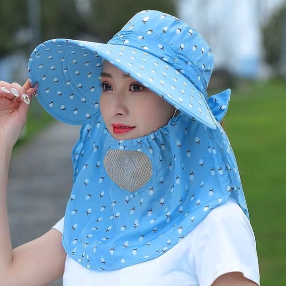 GZWYHT Beach Hats,Sun Hats Women Summer Sun Hat Women Adjustable Anti Outdoor Riding Large Hat Sun Visor Protective Hat Wide Brim Hats,Hats for Women Blue