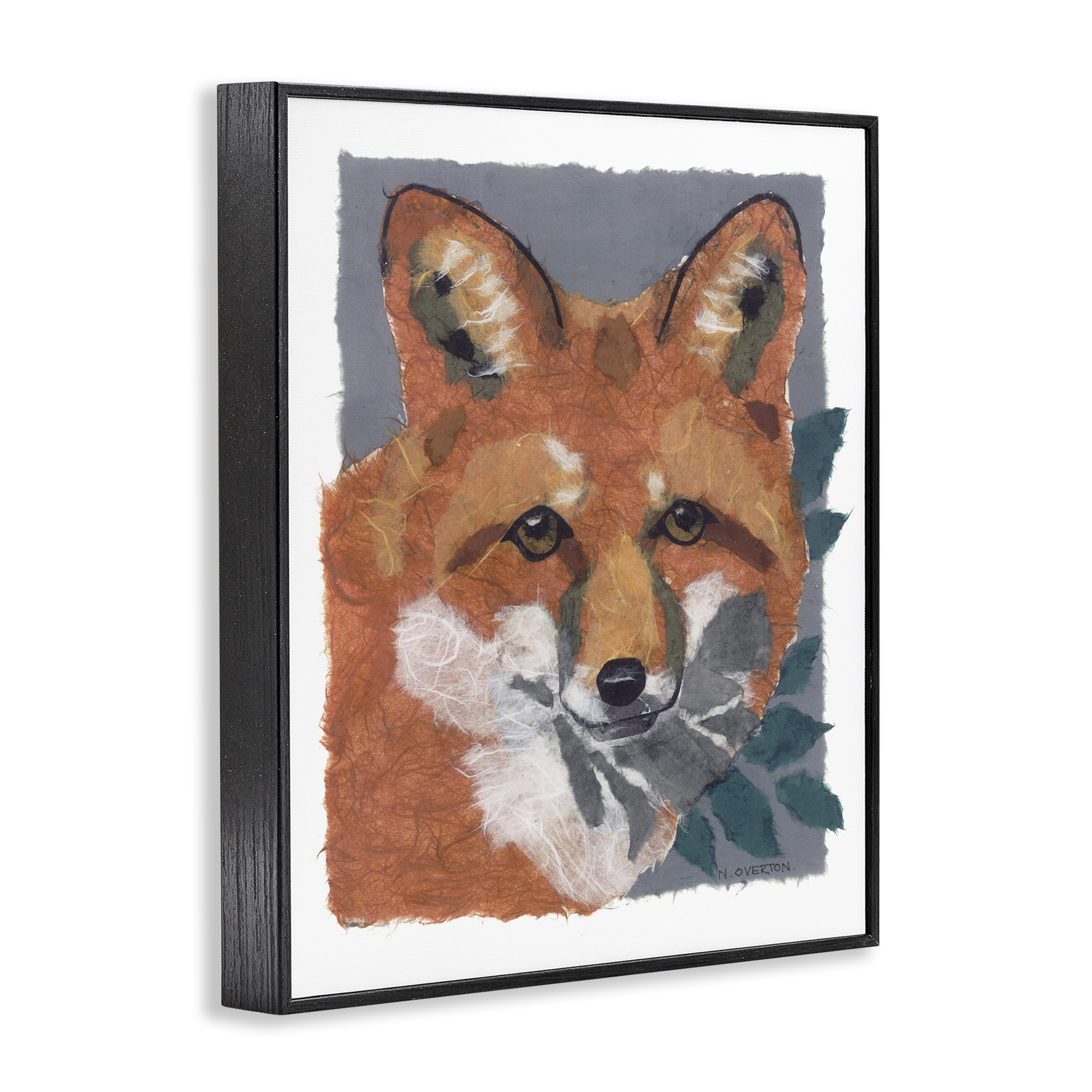 Stupell Industries Fox with Opaque Leaves Animals & Insects Painting Black Framed Art Print Wall Art, 11 x 14
