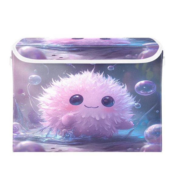 Storage Box With Lid 16.5x12.6x11.8In Foldable Stacked Household Storage Box Purple Ball