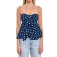 thumbnail image 2 of Women Y2k Tube Tops Strapless Floral Bandeau Vest Tie Up Sleeveless Backless Cute Tops Grunge Clothes Dark Blue L, 2 of 9